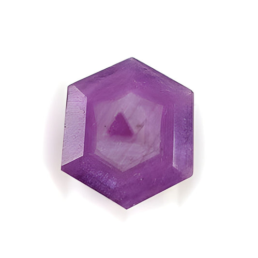 ruby hexagon shape faceted cut