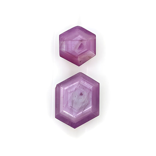 ruby hexagon shape faceted cut