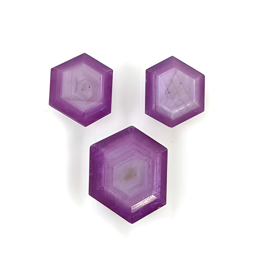 ruby hexagon shape faceted cut