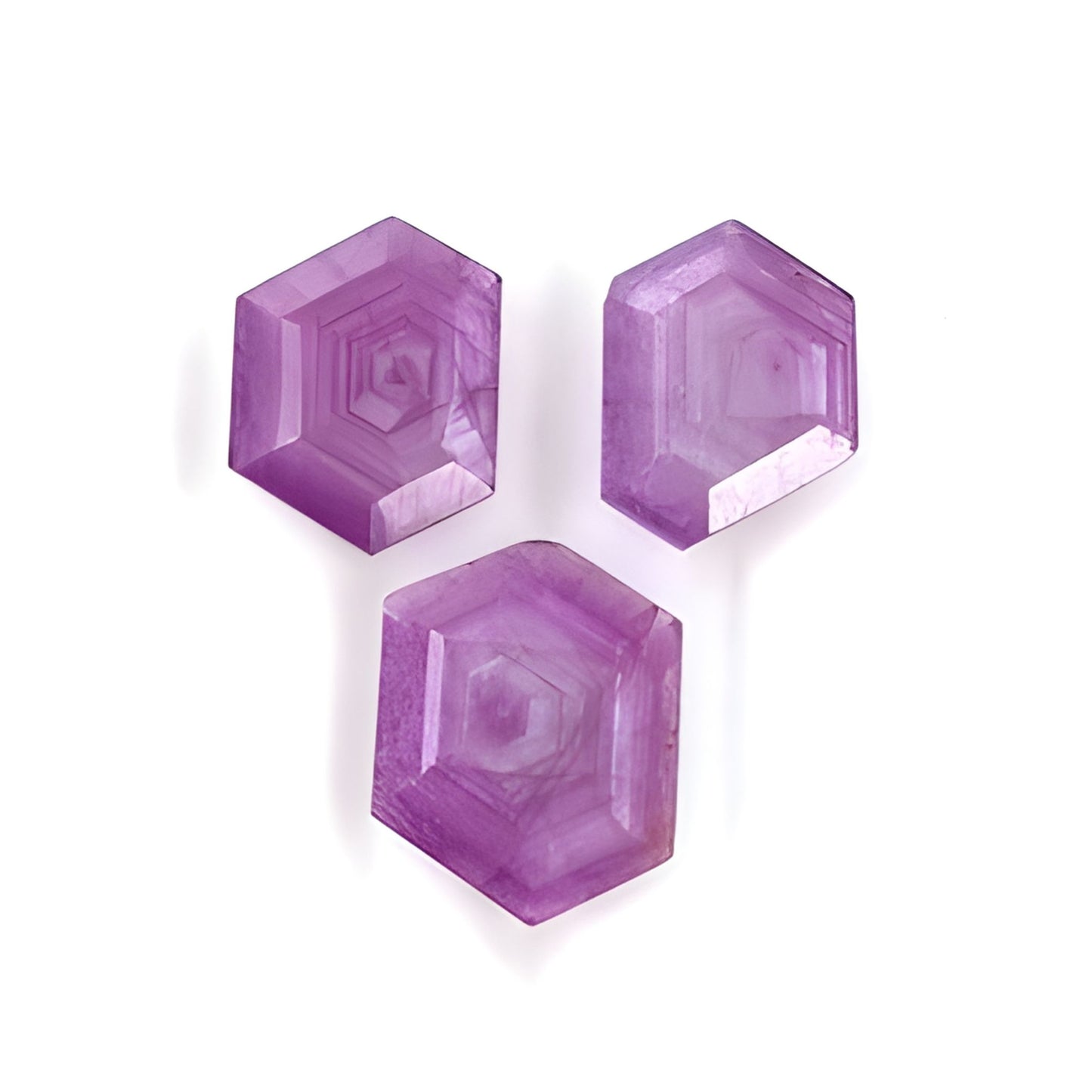 ruby hexagon shape faceted cut