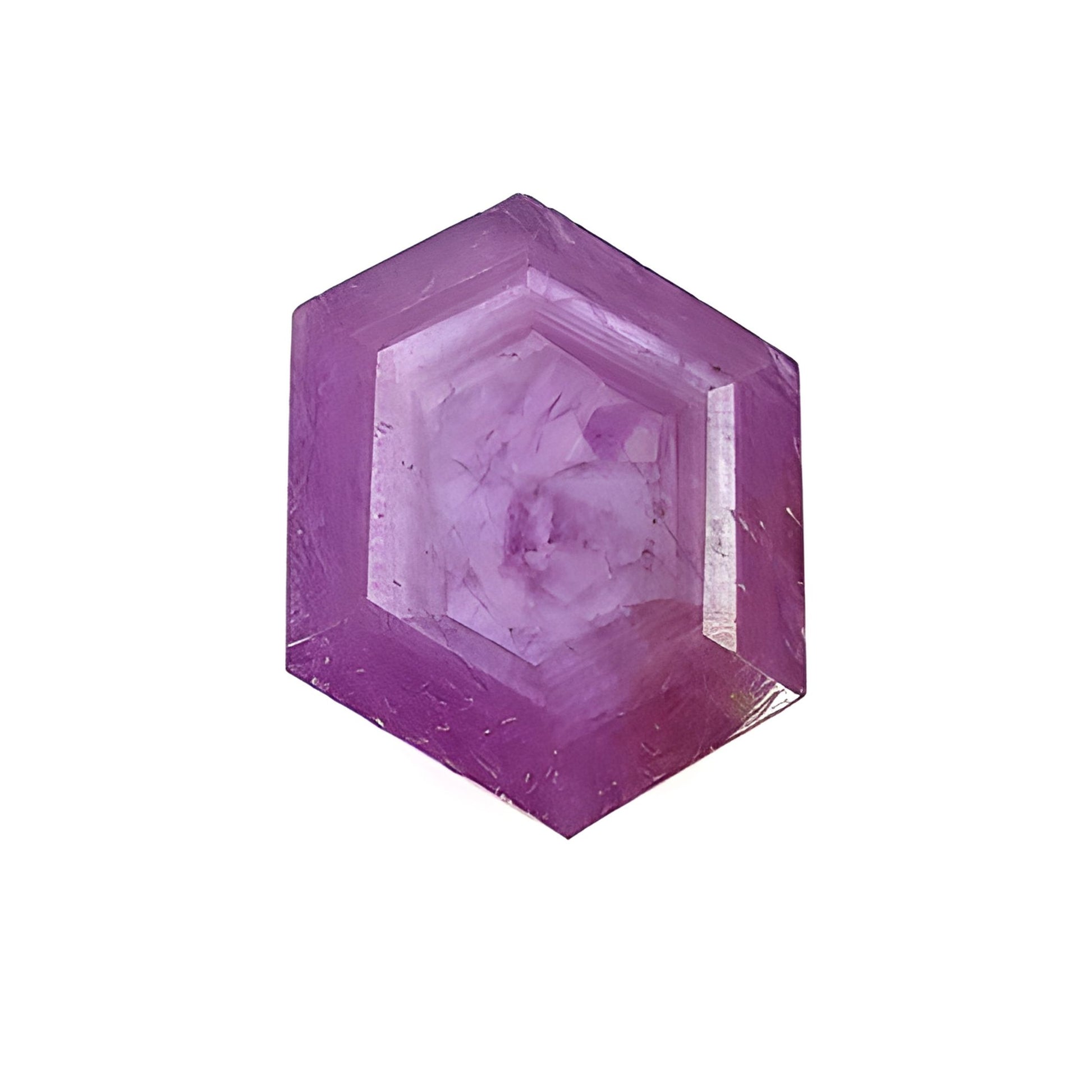 ruby hexagon shape faceted cut