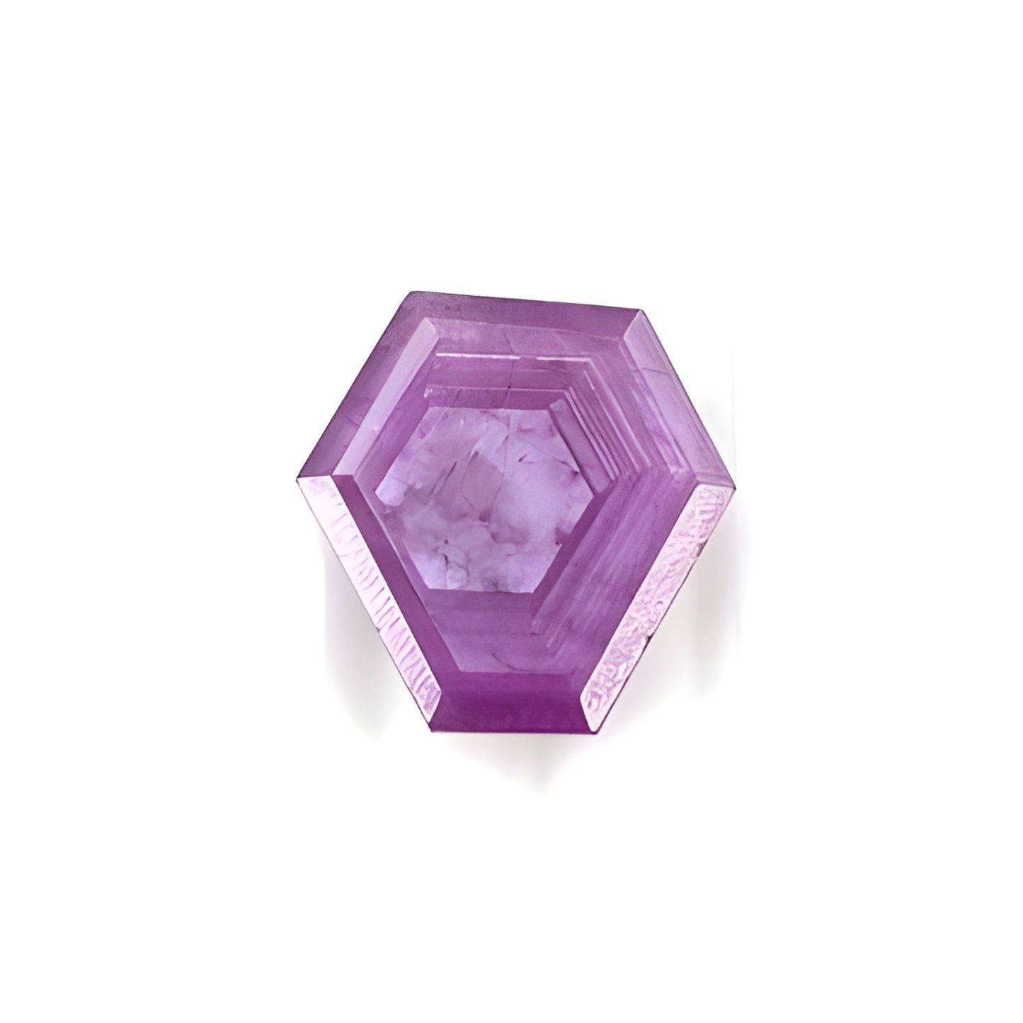 ruby hexagon shape faceted cut