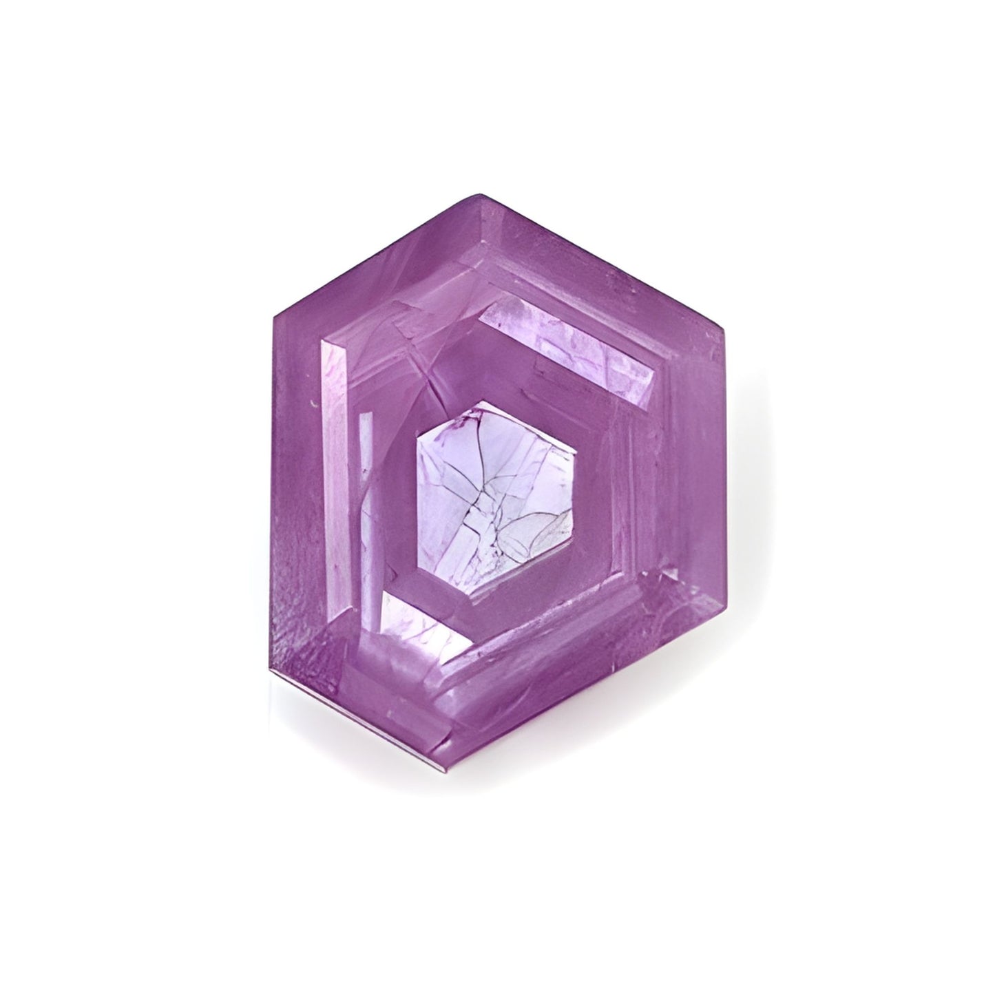 ruby hexagon shape faceted cut