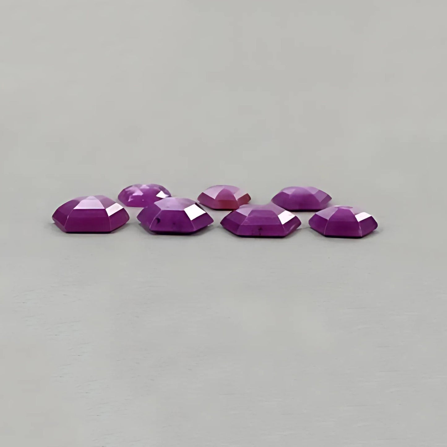 57.40cts Raspberry Ruby Gemstone Natural Untreated Step Cut Hexagon Shape 7pcs