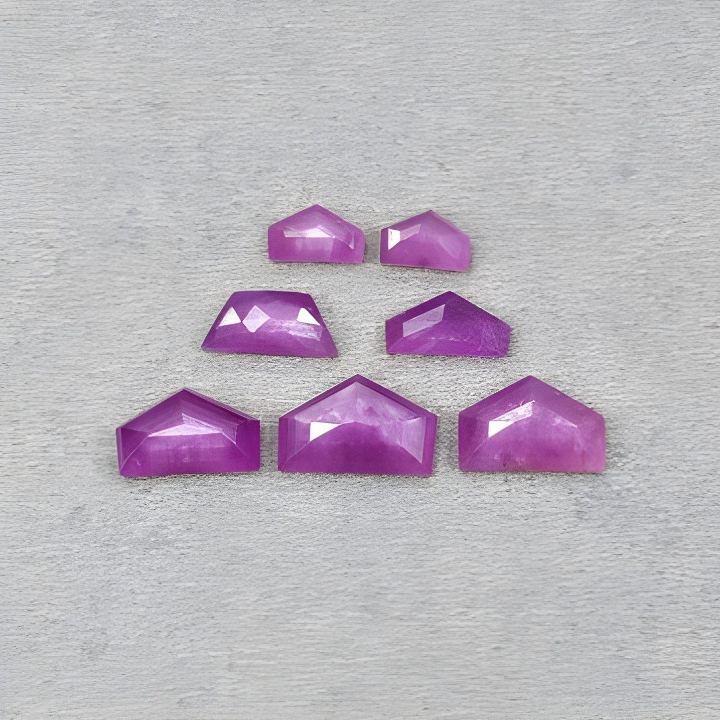 22.20cts Raspberry Ruby Gemstone Natural Untreated Step Cut Fancy Shape 7pcs