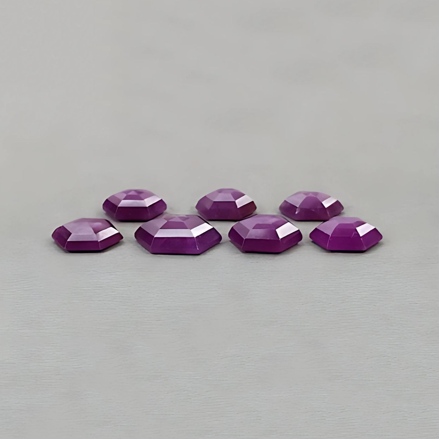 52.45cts Raspberry Ruby Gemstone Natural Untreated Step Cut Hexagon Shape 7pcs