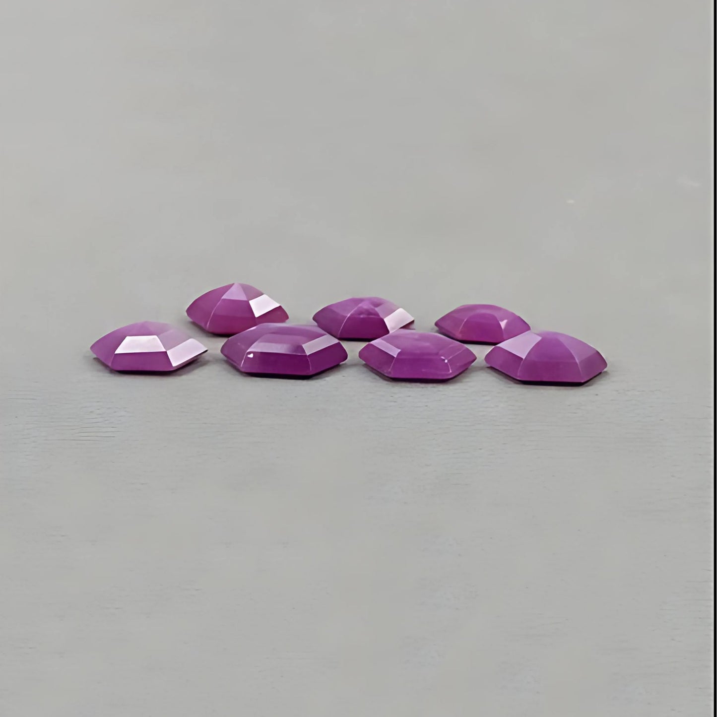 34.85cts Raspberry Ruby Gemstone Natural Untreated Step Cut Hexagon Shape 7pcs