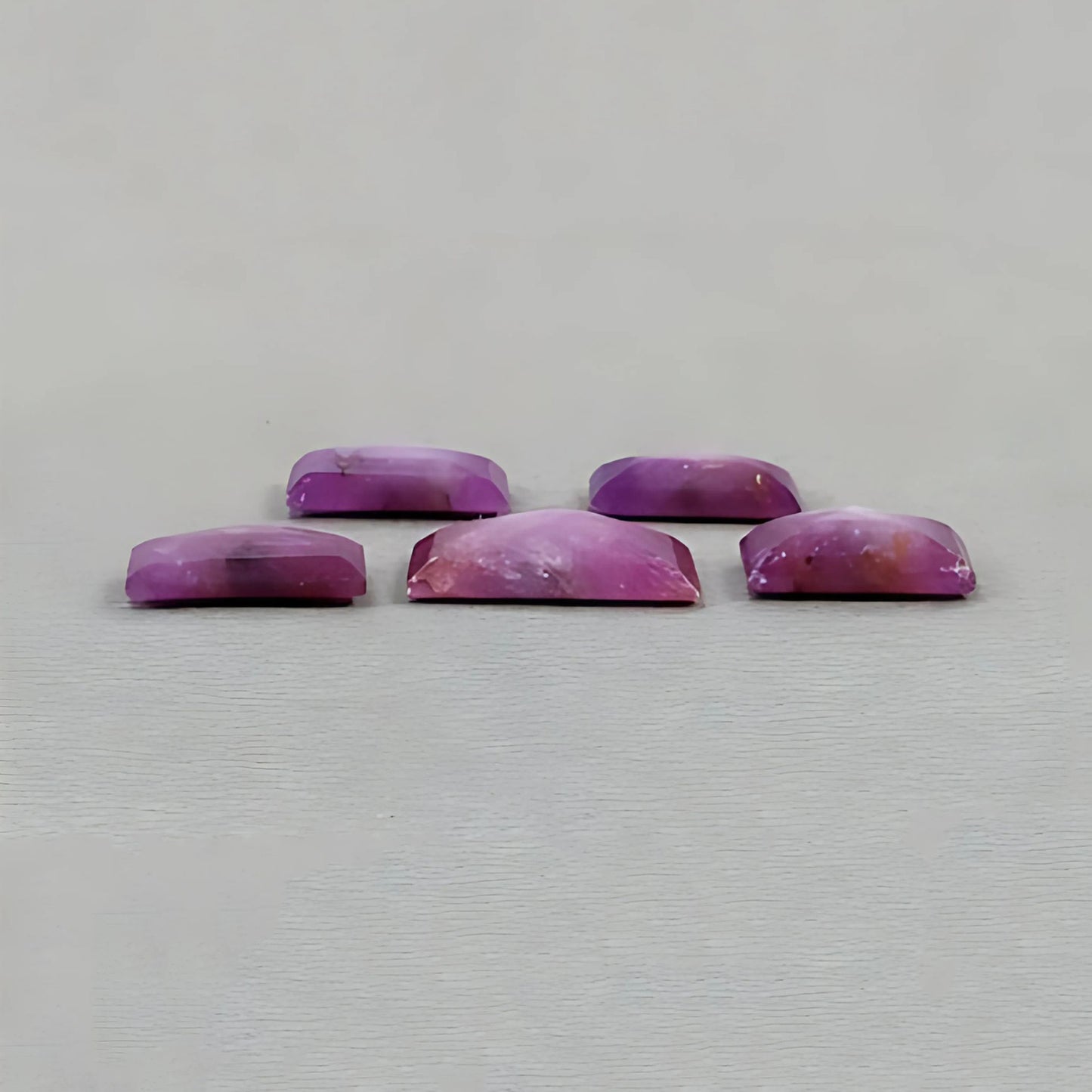 39.90cts Raspberry Ruby Gemstone Natural Untreated Step Cut Fancy Shape 5pcs