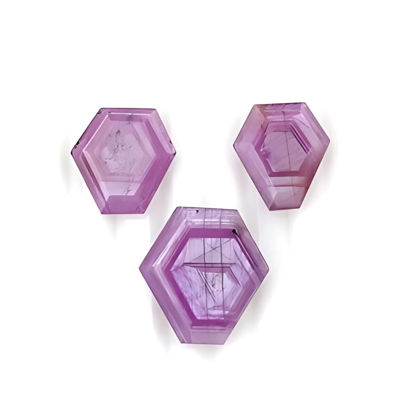 ruby hexagon shape faceted cut