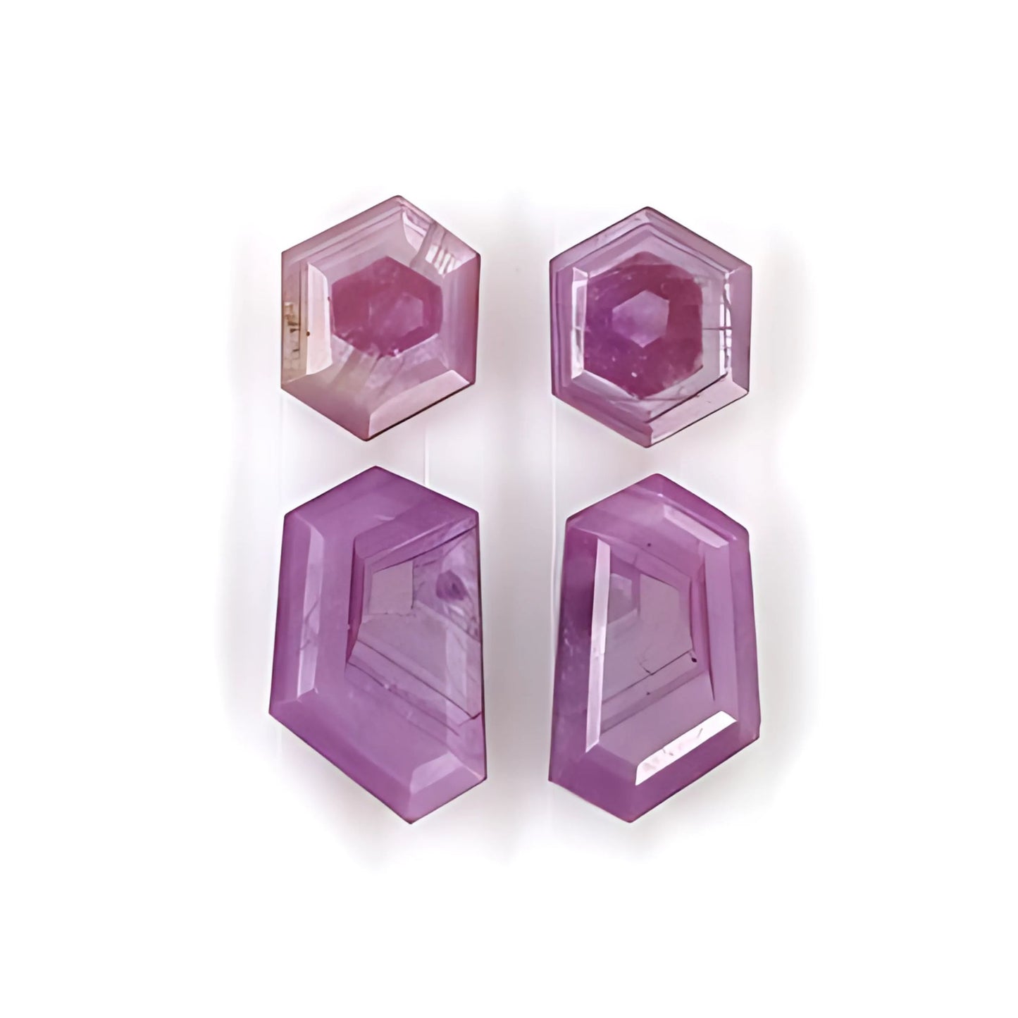 ruby hexagon shape faceted cut