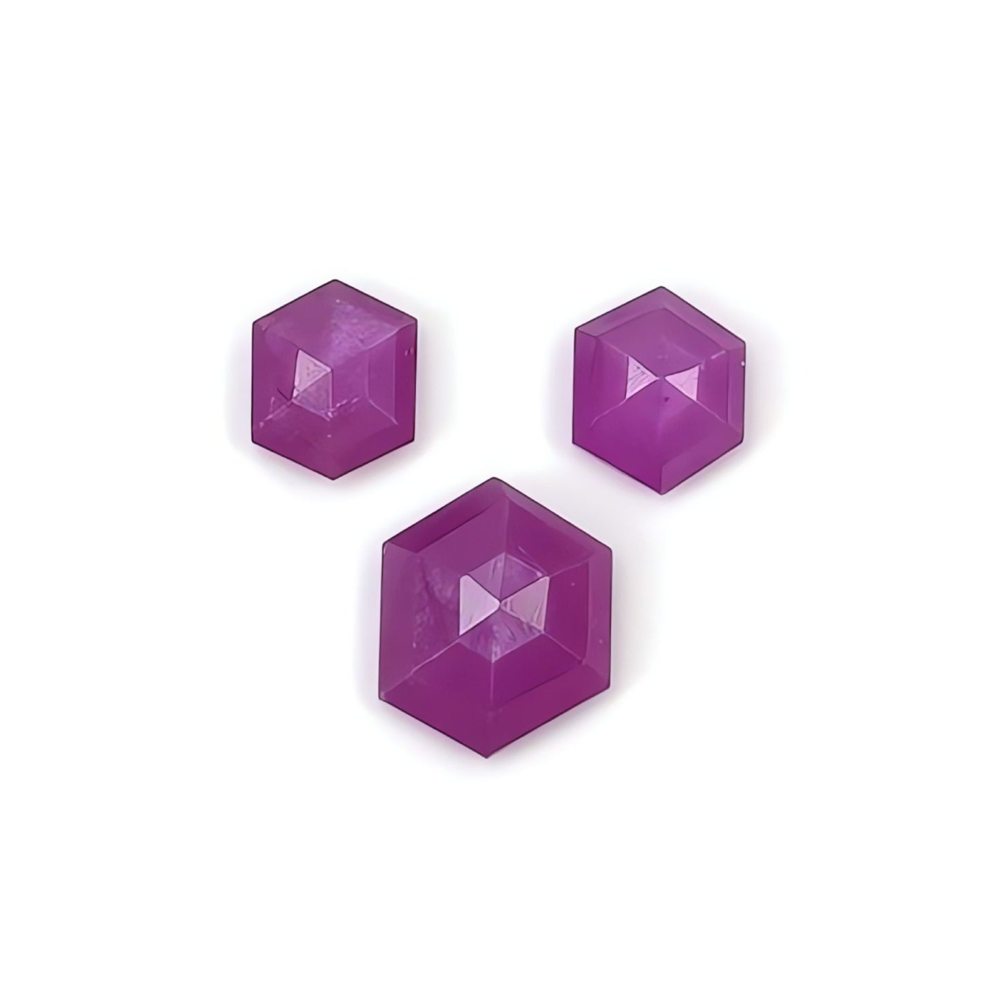 ruby hexagon shape faceted cut