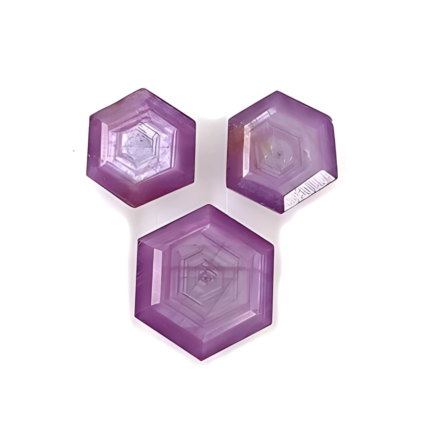 ruby hexagon shape faceted cut