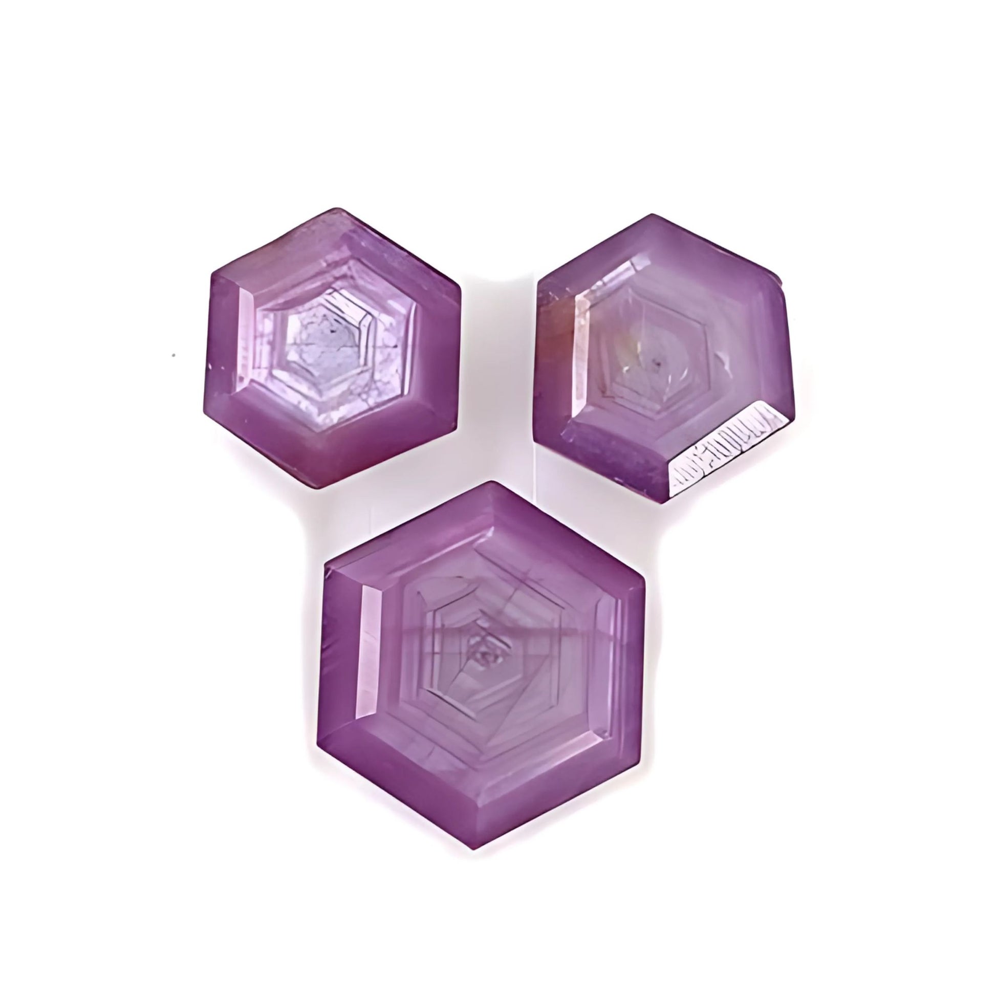 ruby hexagon shape faceted cut