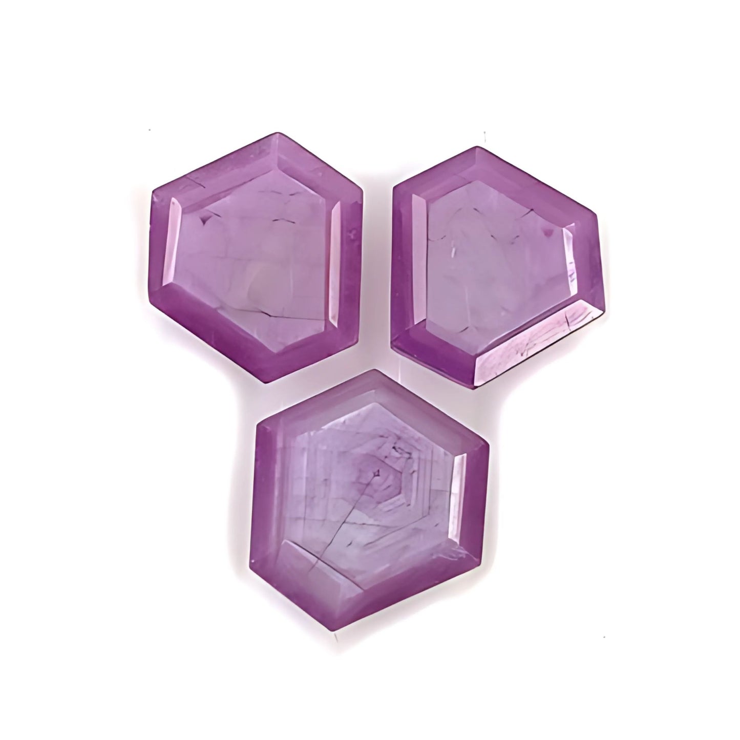 ruby hexagon shape faceted cut