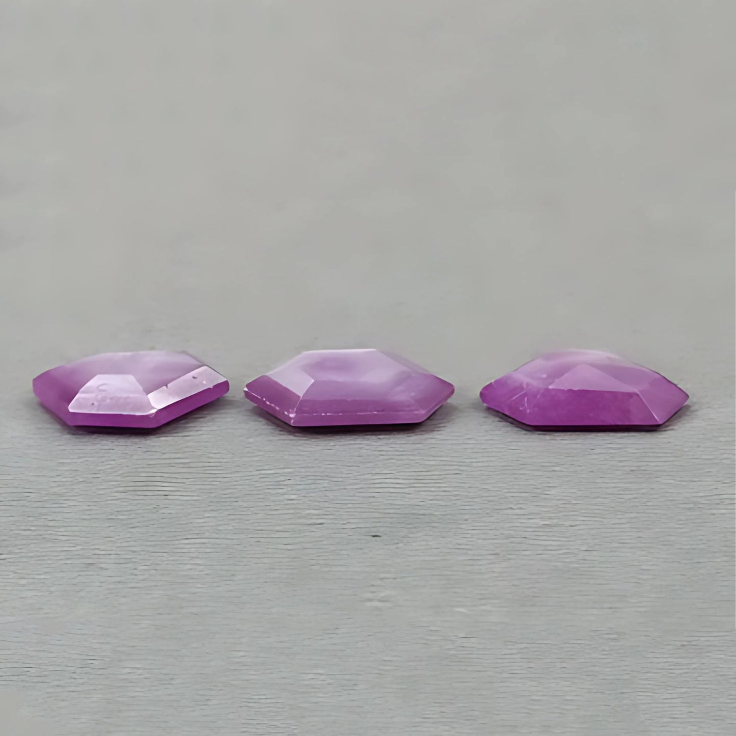 16.60cts Raspberry Ruby Natural Untreated Gemstone Faceted Cut Hexagon Shape 3pcs