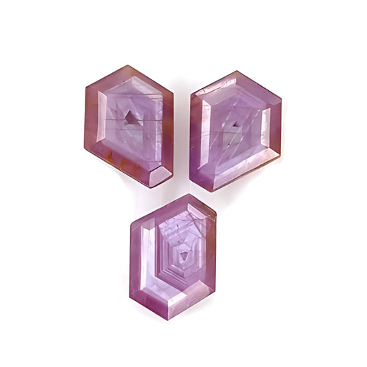 ruby hexagon shape faceted cut