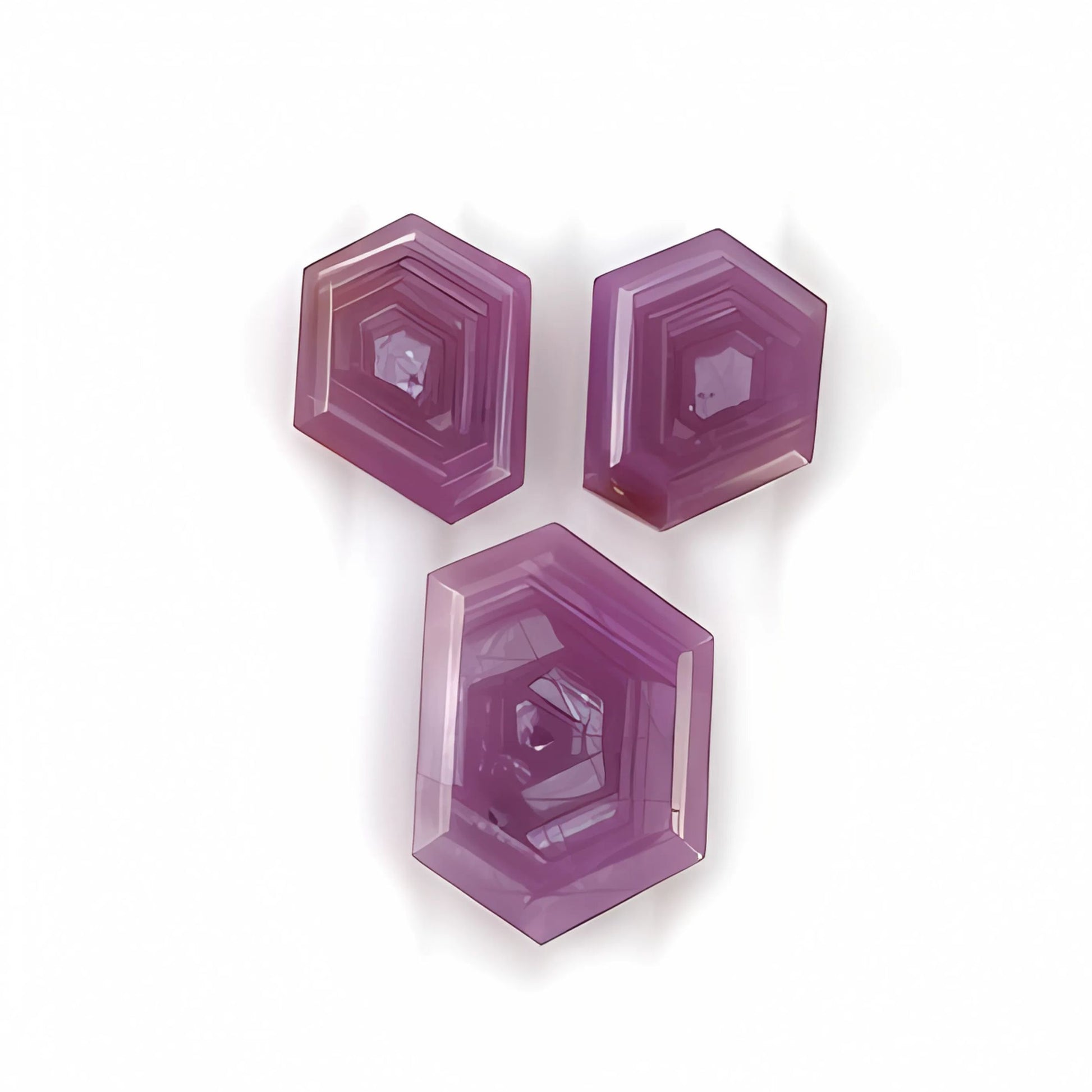 ruby hexagon shape factede cut