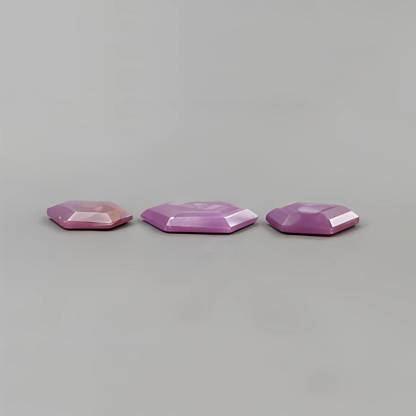 34.60cts Natural Untreated Raspberry Ruby Gemstone Faceted Cut Hexagon Shape 3pcs