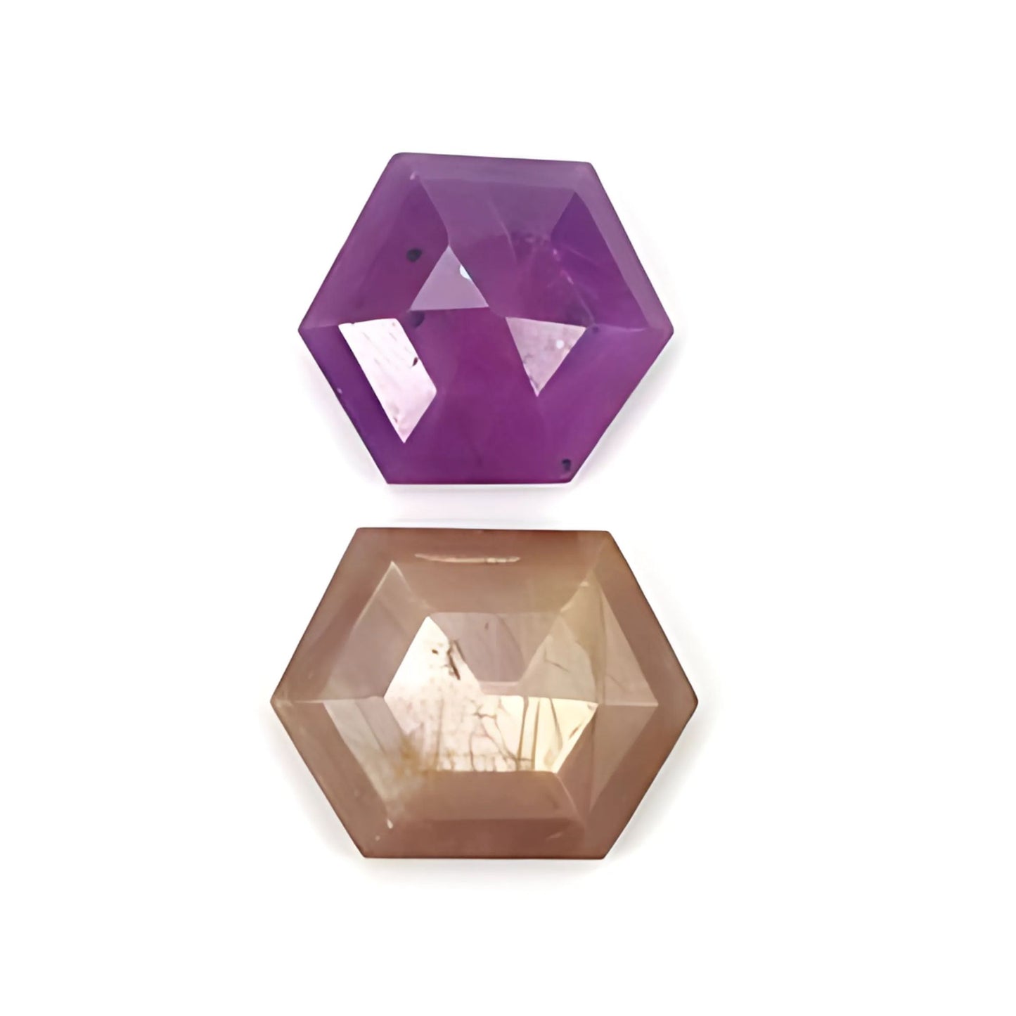 sapphire hexagon shape step, faceted cut