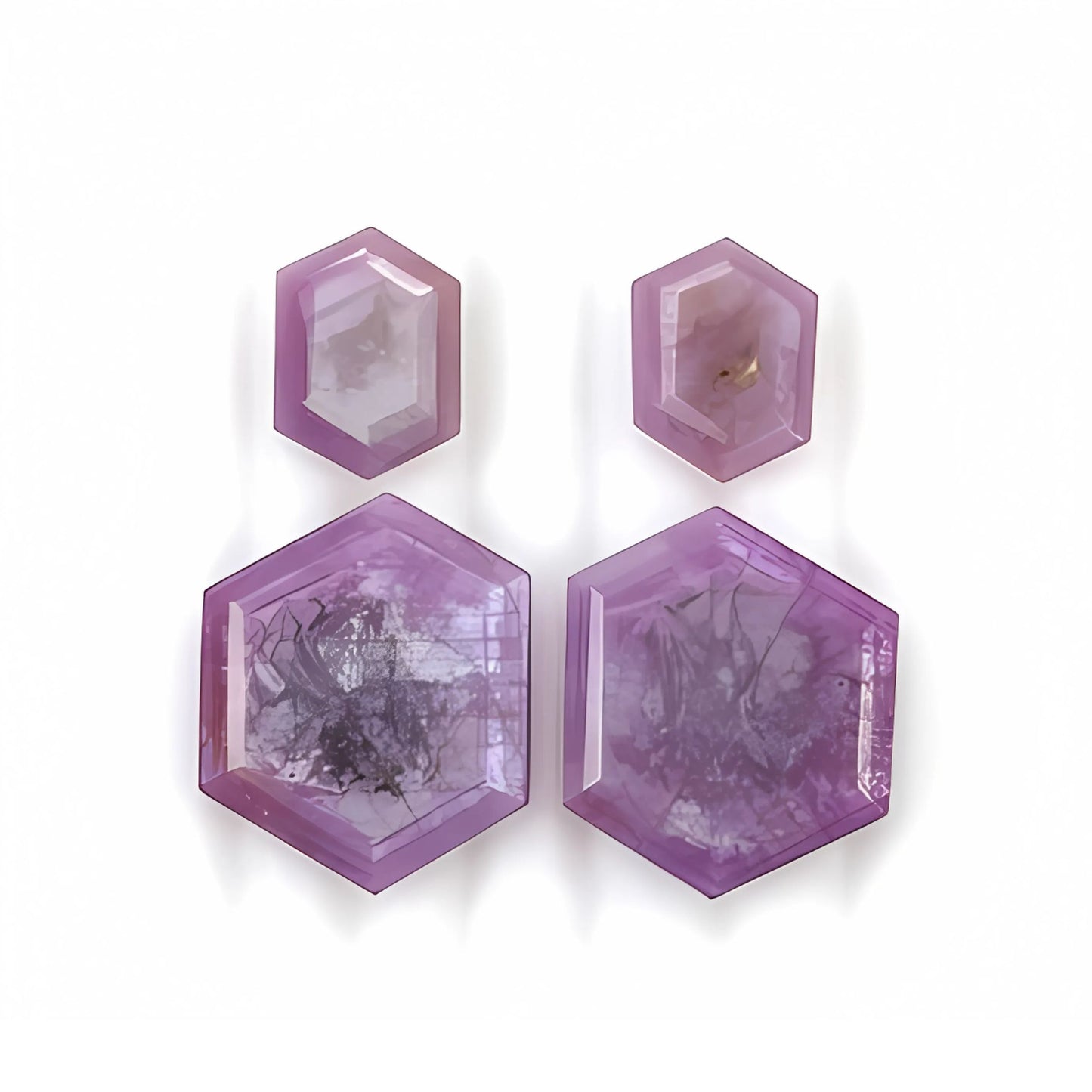 ruby hexagon shape faceted cut