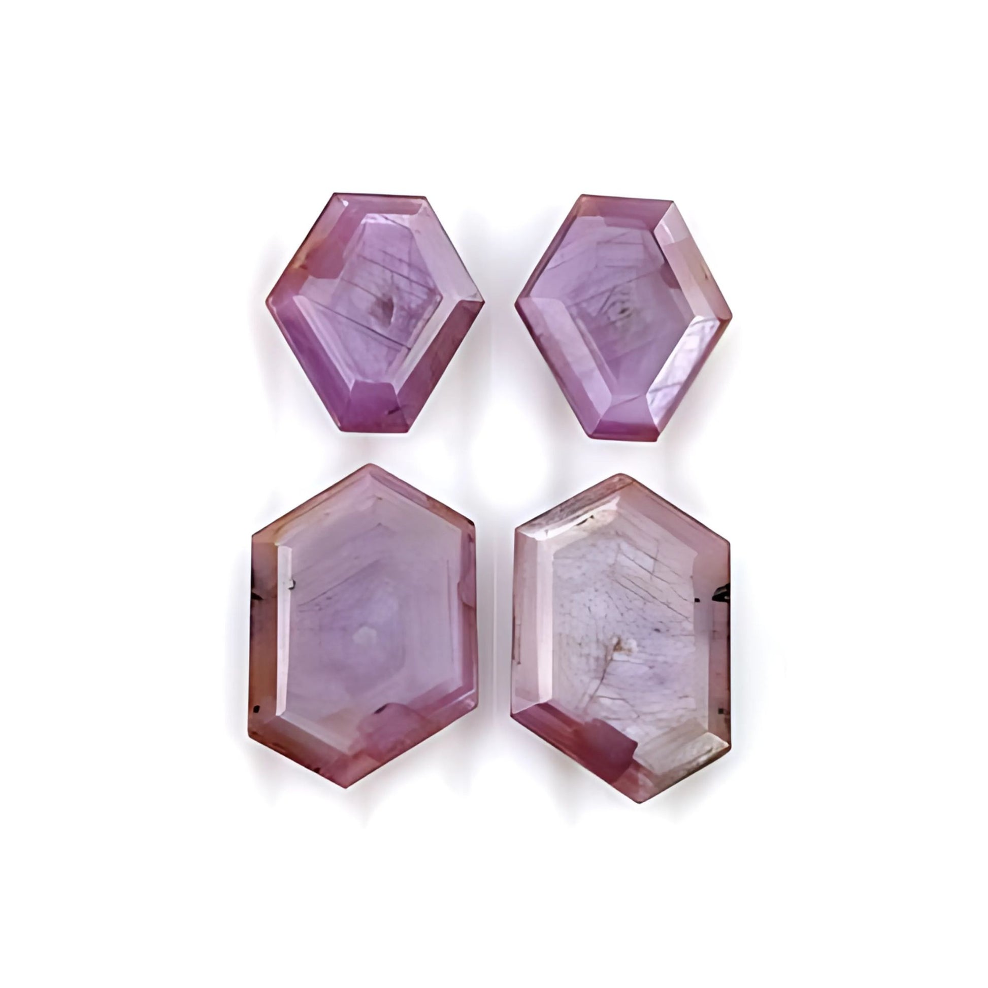 ruby hexagon shape faceted cut