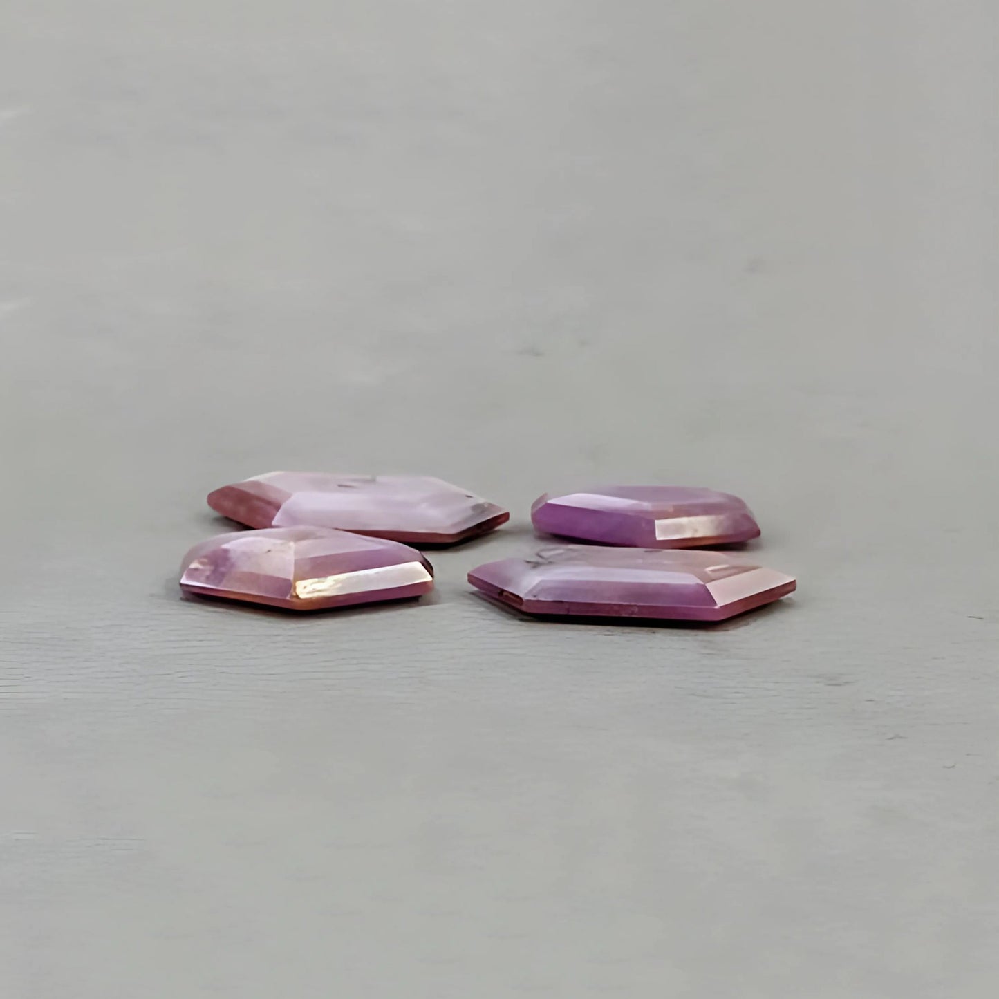 43.35cts Natural Untreated Raspberry Ruby Gemstone Faceted Cut Hexagon Shape 4pcs