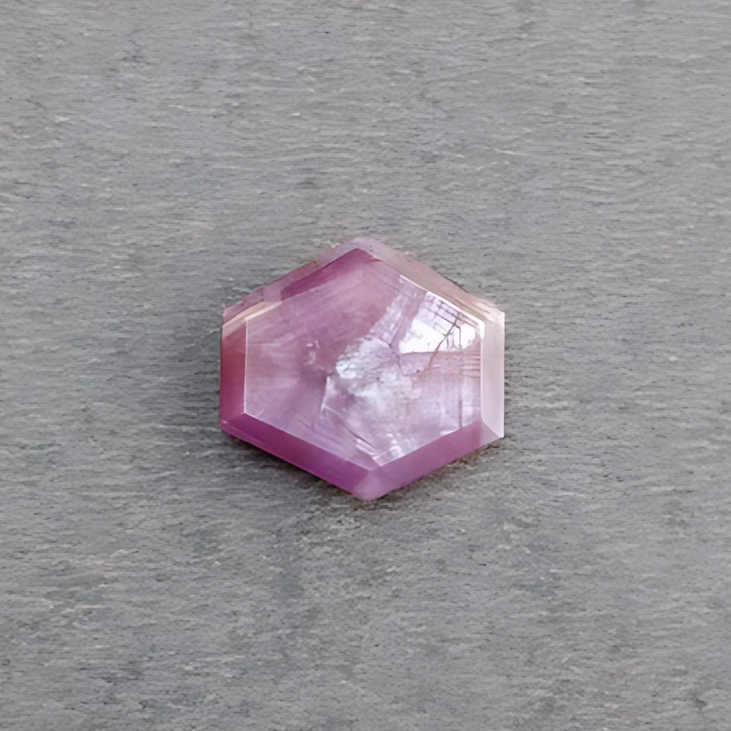 7.60cts Raspberry Sapphire Trapiche Gemstone Natural Untreated Faceted Cut Hexagon Shape