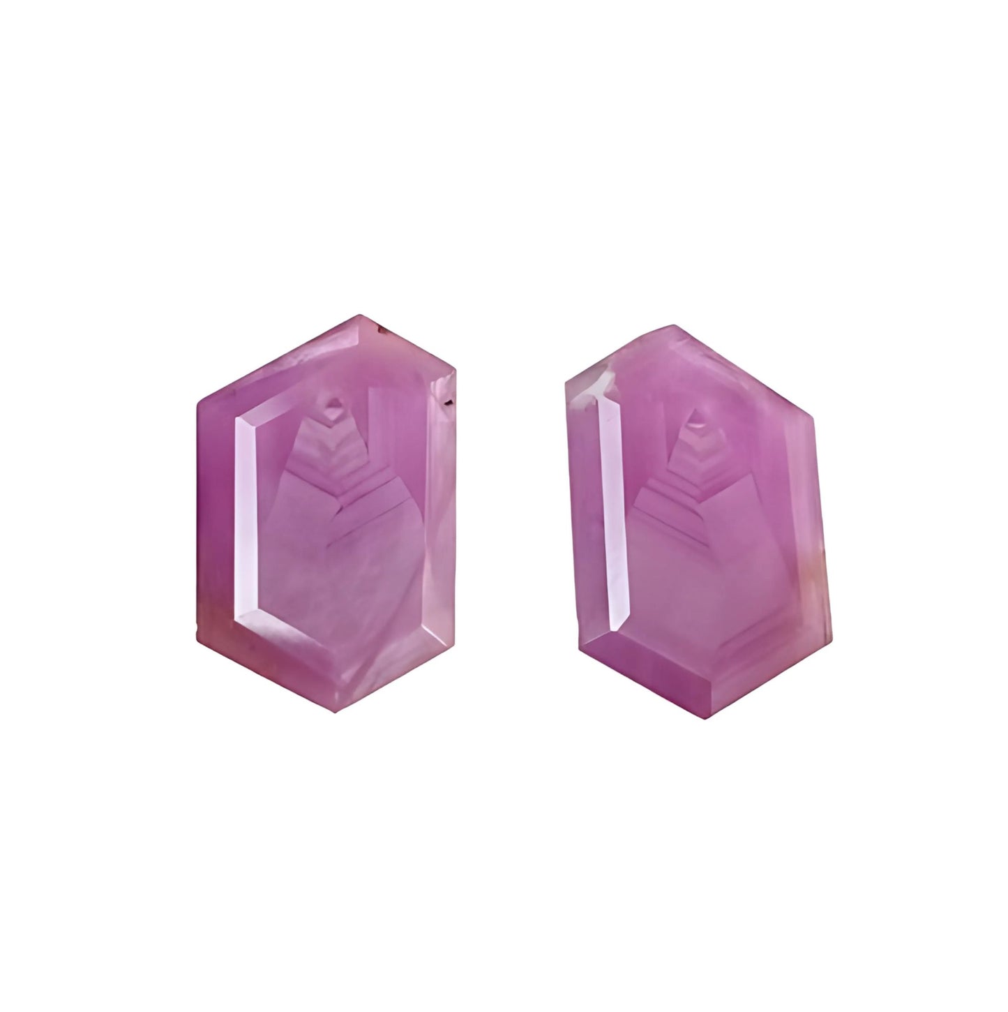 ruby hexagon shape faceted cut