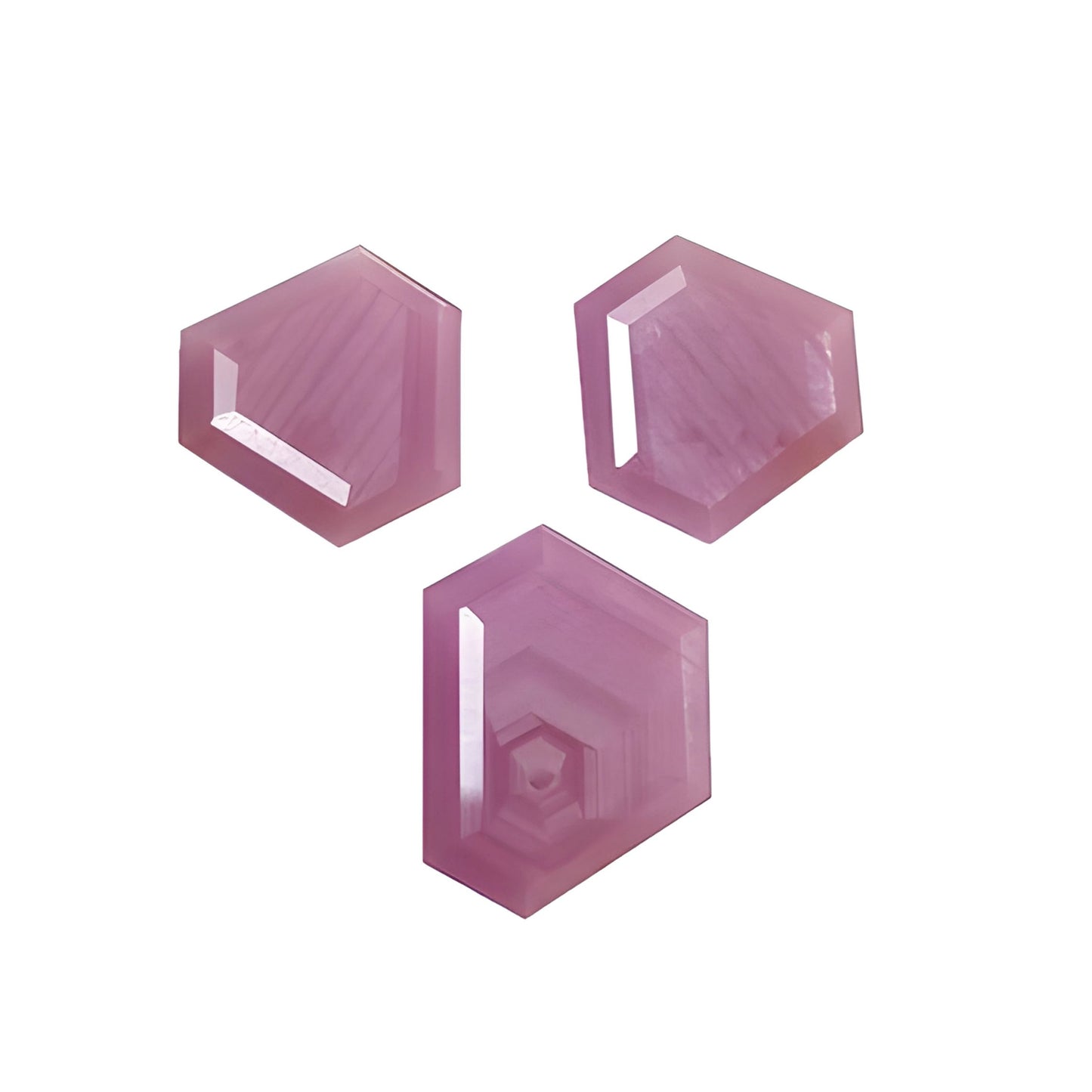 ruby hexagon shape faceted cut