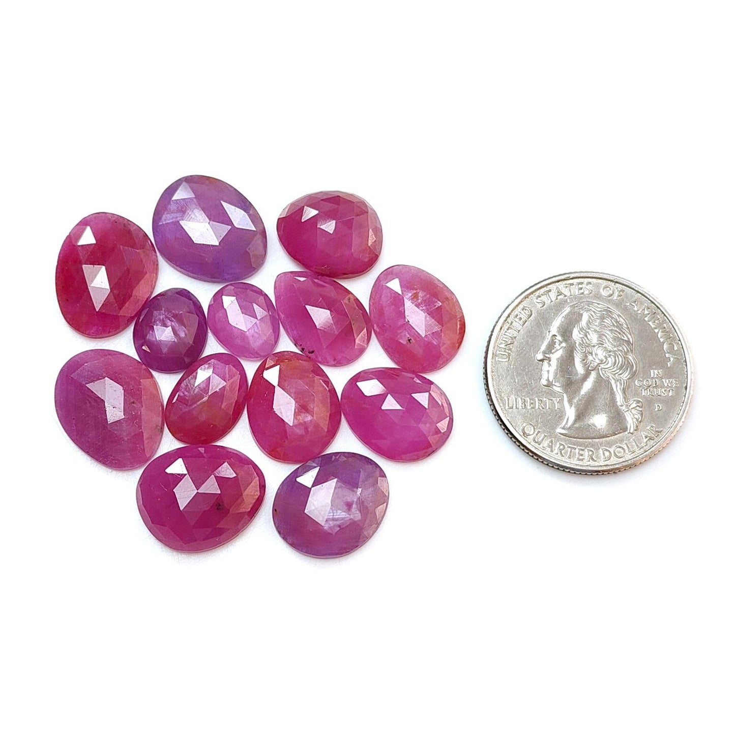 Blue, Pink Sapphire Gemstone Rose Cut Slices: Natural Untreated Unheated Sapphire Fancy Shape Faceted Lots for Jewelry September Birthstone