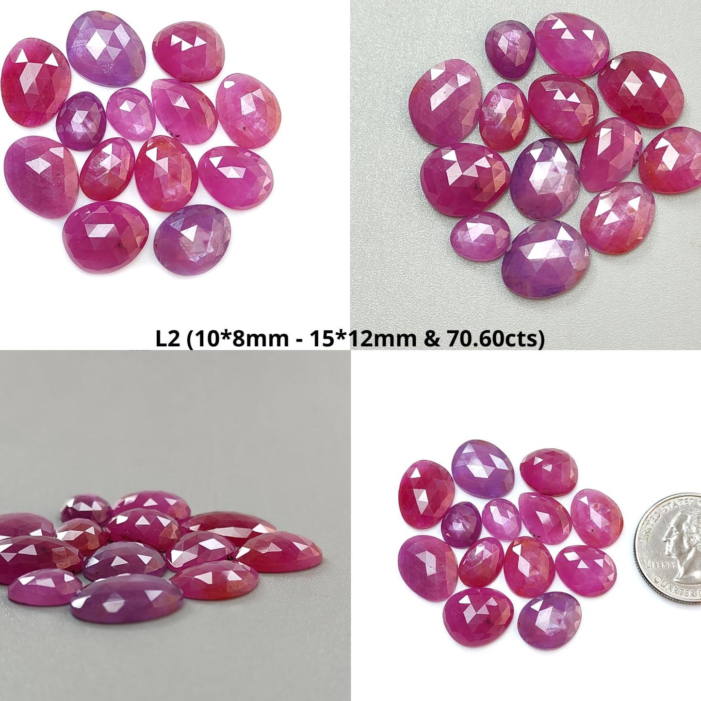 Blue, Pink Sapphire Gemstone Rose Cut Slices: Natural Untreated Unheated Sapphire Fancy Shape Faceted Lots for Jewelry September Birthstone