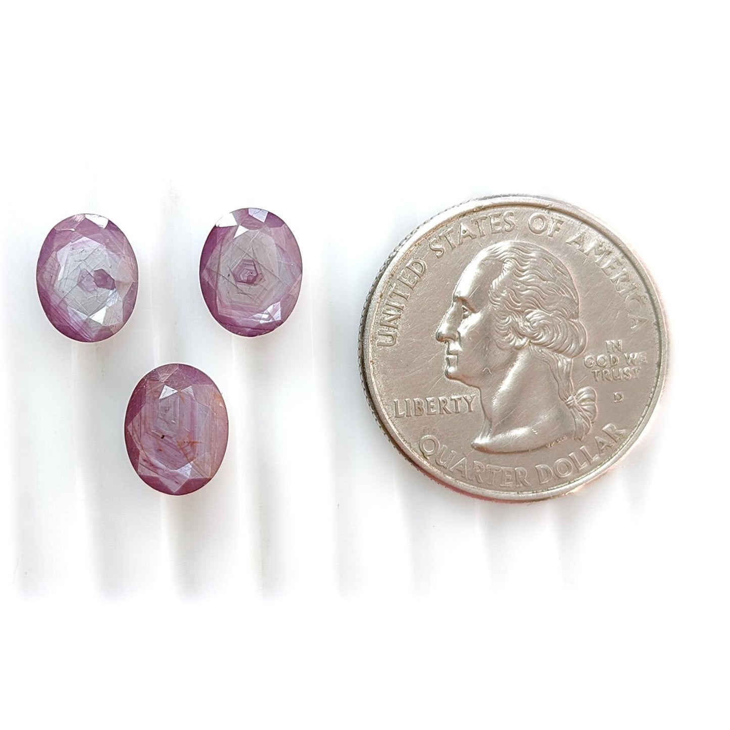 Raspberry Pink Sapphire Gemstone Faceted Cut: Natural Untreated Sheen Sapphire Oval Shape Faceted 3pcs Set for Jewelry September Birthstone