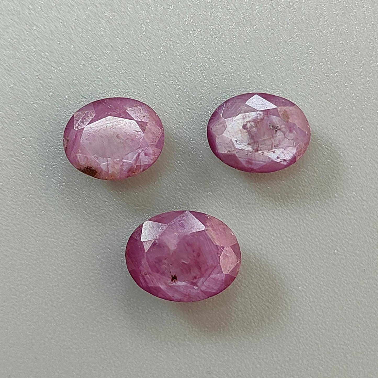 Raspberry Pink Sapphire Gemstone Faceted Cut: Natural Untreated Sheen Sapphire Oval Shape Faceted 3pcs Set for Jewelry September Birthstone