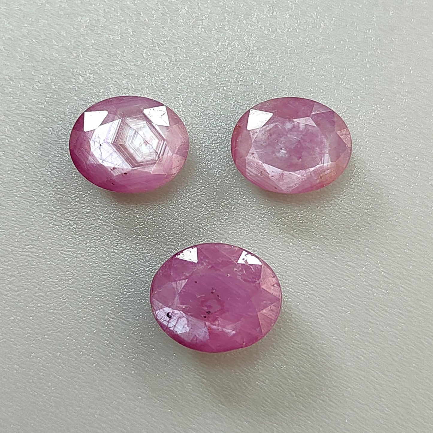 Raspberry Pink Sapphire Gemstone Faceted Cut: Natural Untreated Sheen Sapphire Oval Shape Faceted 3pcs Set for Jewelry September Birthstone