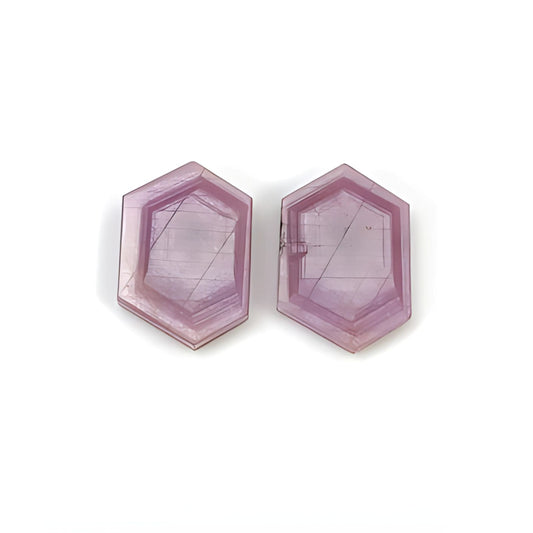 rosemary pink sapphire hexagon flat slices
