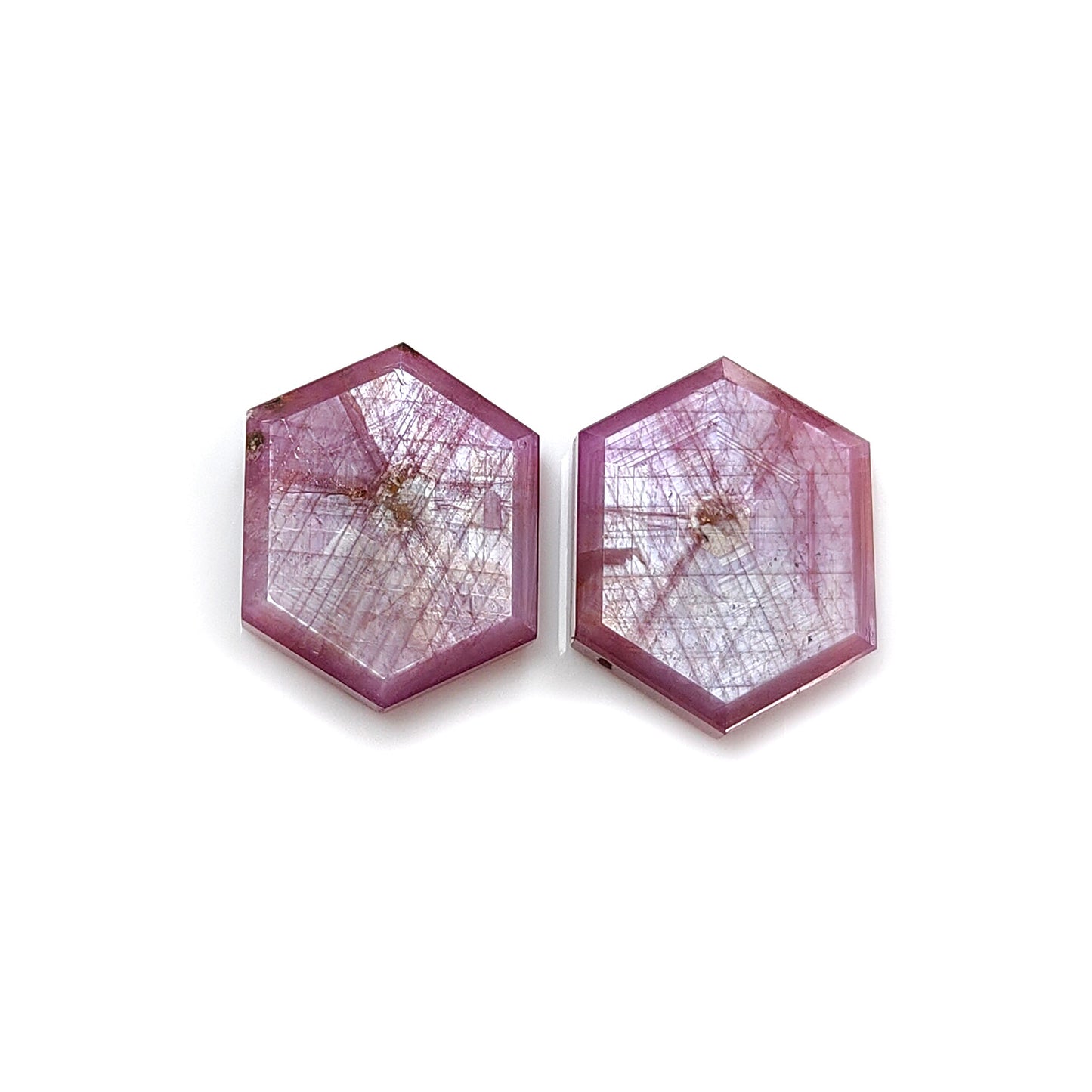 ruby hexagon shape flat slices