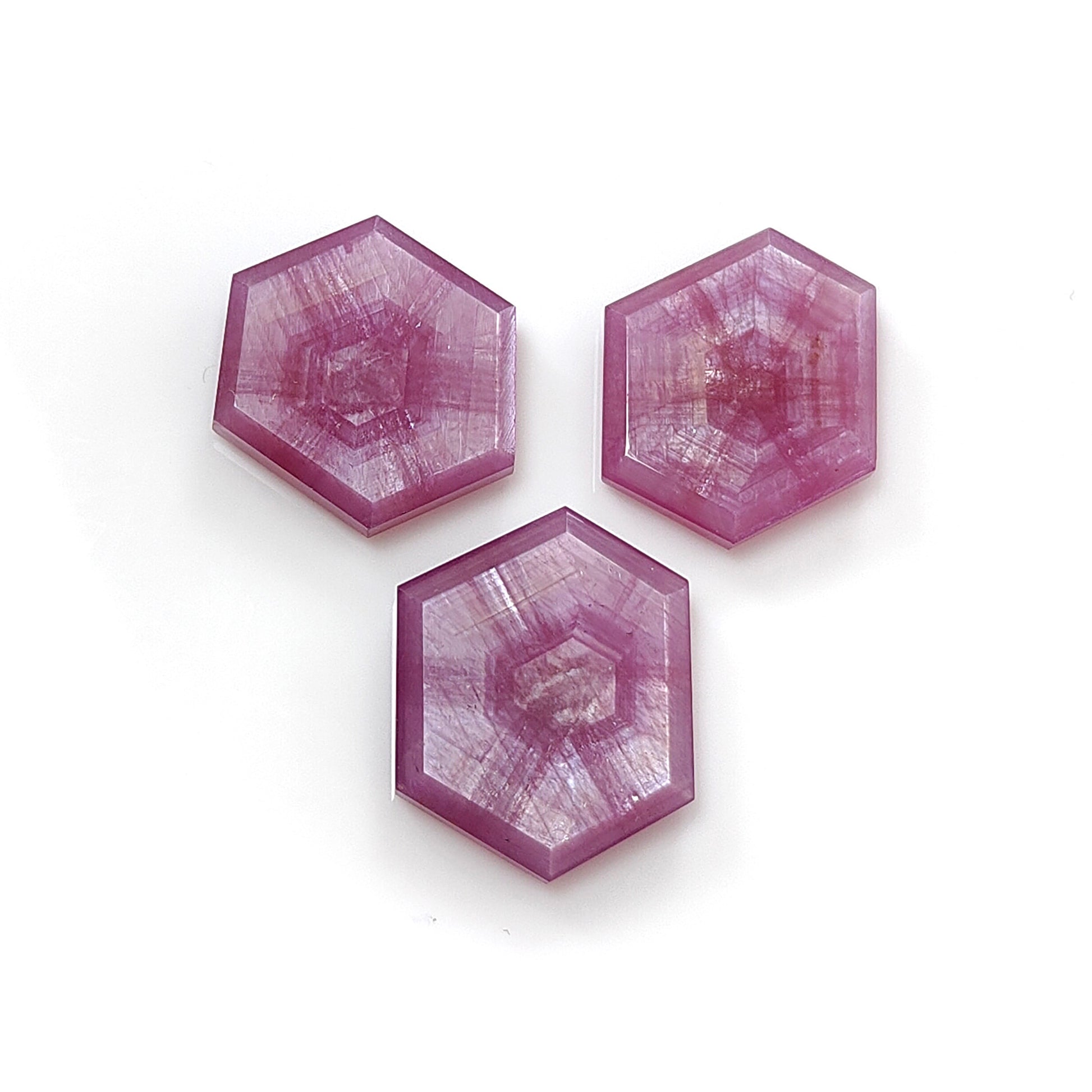 rosemary ruby trapiche hexagon flat slices