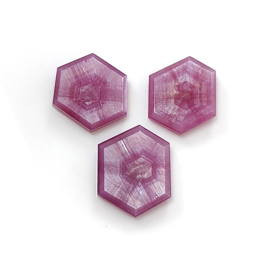 rosemary ruby trapiche hexagon flat slices