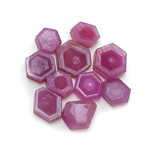 ruby hexagon shape flat slices