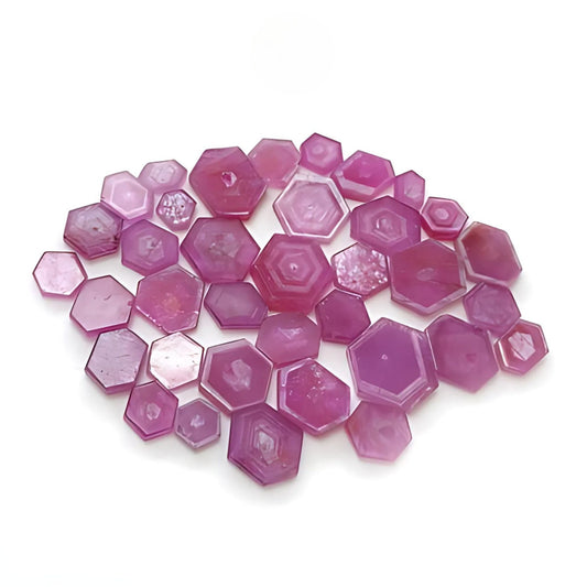 ruby hexagon shape flat slices