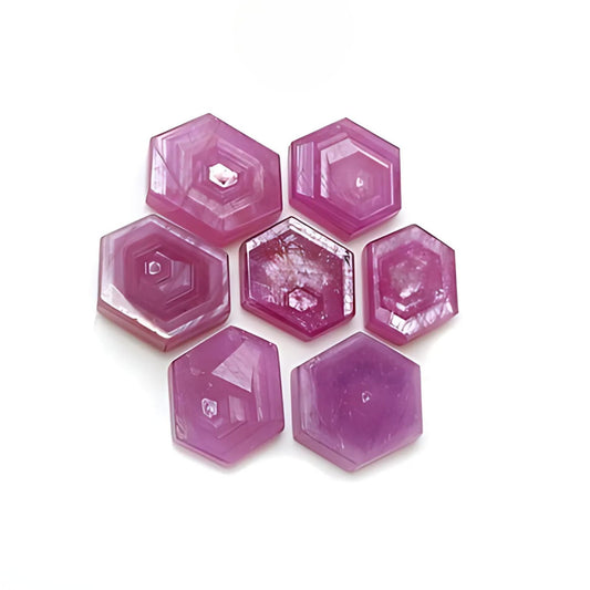 ruby hexagon shape flat slices