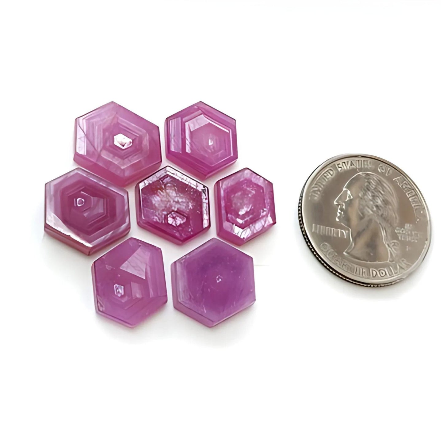 天然未処理ルビー六角形平らなスライス