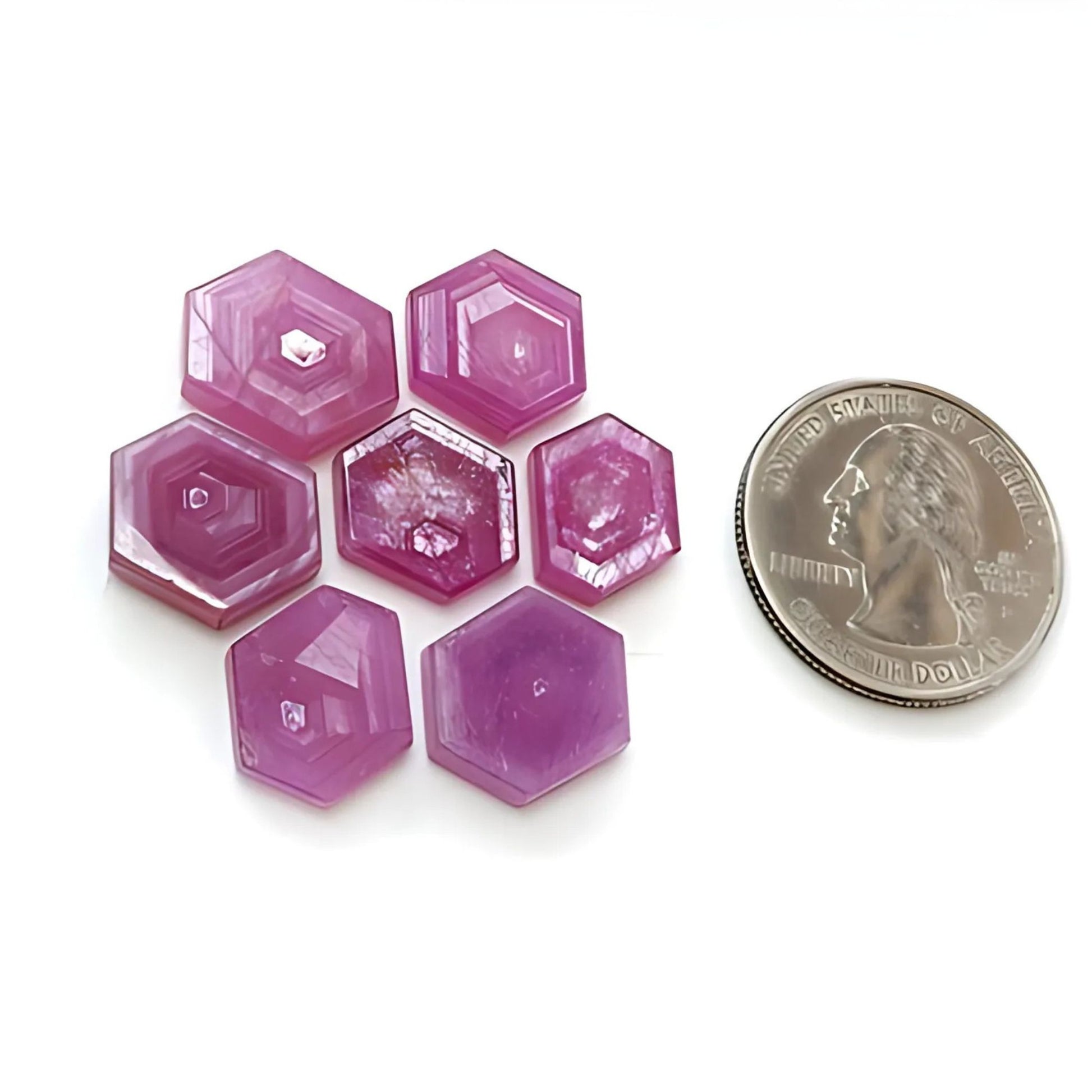 天然未処理ルビー六角形平らなスライス