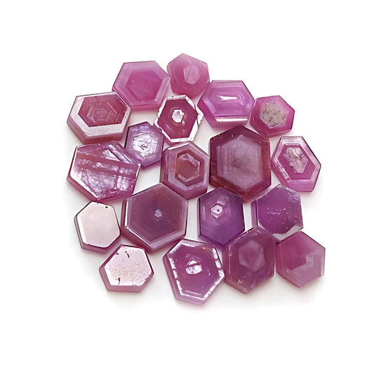 ruby hexagon shape flat slices