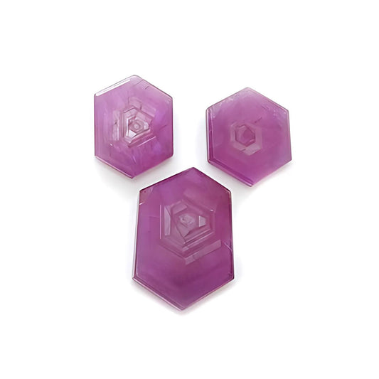 ruby hexagon shape flat slices
