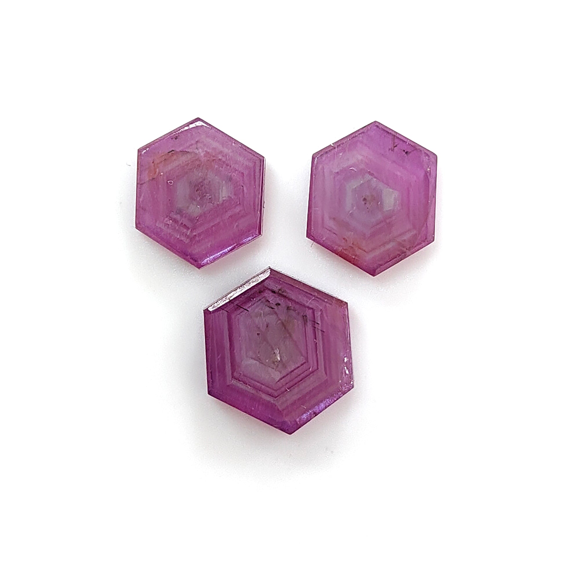 ruby hexagon shape flat slices