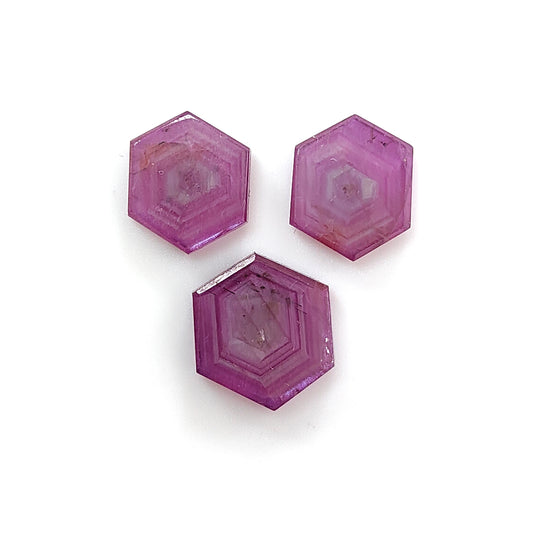 ruby hexagon shape flat slices