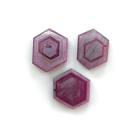 red ruby hexagon flat slices