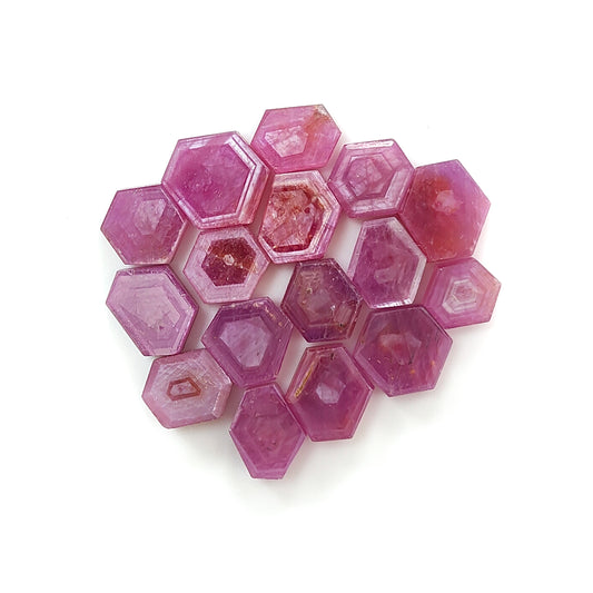 ruby hexagon shape flat slices