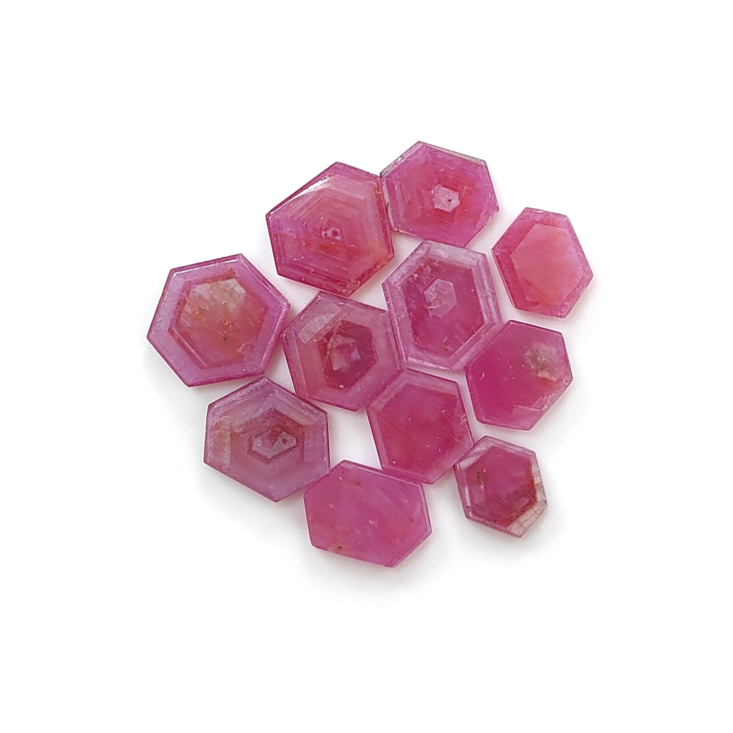 34.60cts Rosemary Ruby Flat Slices Gemstone Natural Untreated Hexagon 11pcs